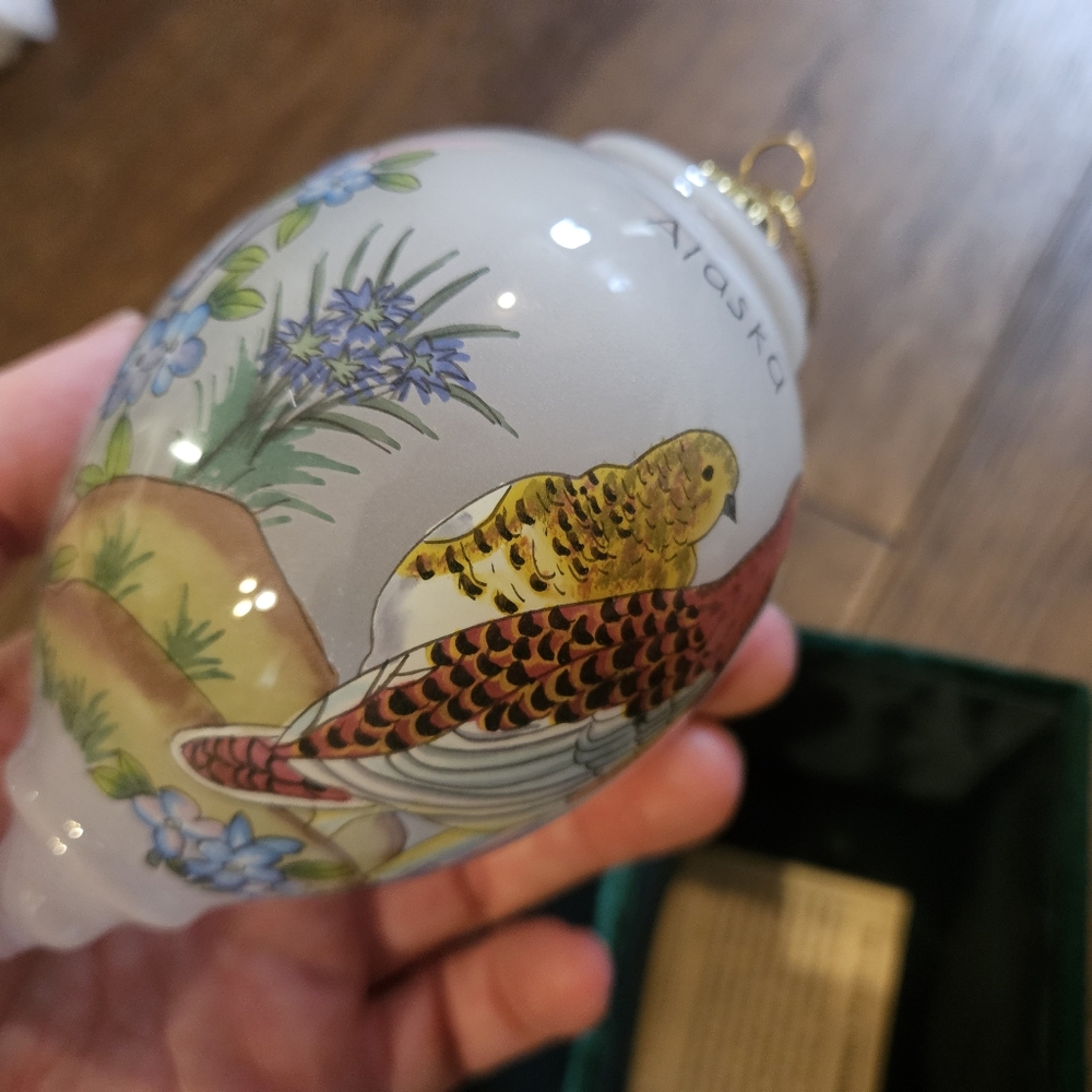 The Nei Hua Ornament Alaska Christmas Ornament Birds Pretty Hanging In Green Box - Picture 7 of 14